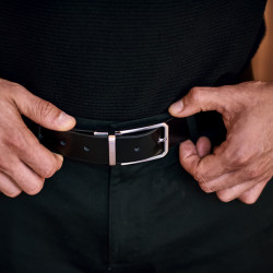 Cintura uomo 35b bicolore nero+marrone