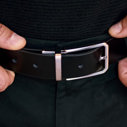 Cintura uomo 35b bicolore nero+marrone