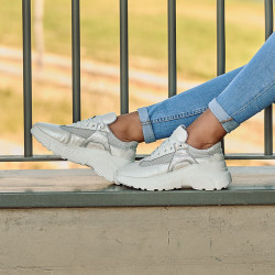 Scarpe sportive da donna 6015 bianco perla combinato