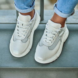 Scarpe sportive da donna 6015 bianco perla combinato