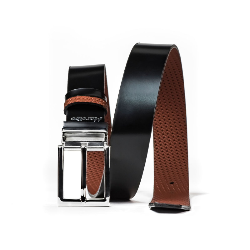 Cintura uomo 36b nero+marrone pressato (bicolore)
