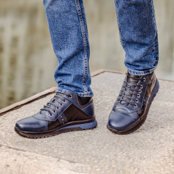 Scarpe casual uomo 4110 indaco+nero