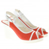 Sandali donna 5000 rosso corallo velour+bianco