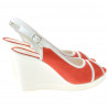 Sandali donna 5000 rosso corallo velour+bianco