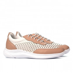 Scarpe sportive da donna 6024 cipria+bianco