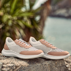 Scarpe sportive da donna 6024 cipria+bianco