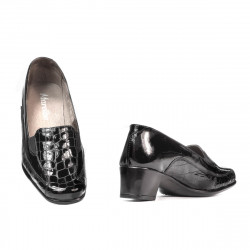 Scarpe casual donna 614 coccodrillo verniciato nero