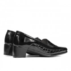 Scarpe casual donna 614 coccodrillo verniciato nero
