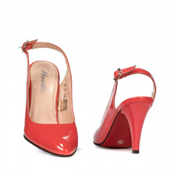 Sandali donna 1236 vernice rosso corallo