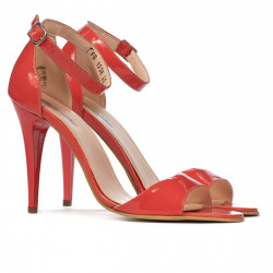 Sandali donna 1238 vernice rosso corallo