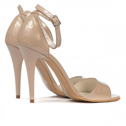 Sandali donna 1238 vernice beige perlato