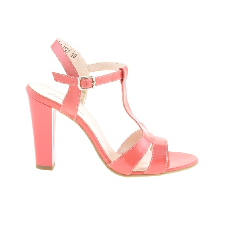 Sandali donna 1239 vernice rosso corallo