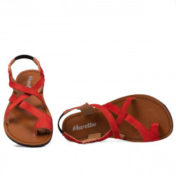 Sandali donna 5076 rosso corallo velluto