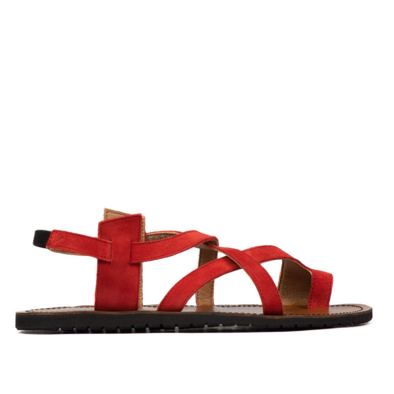 Sandali donna 5076 rosso corallo velluto