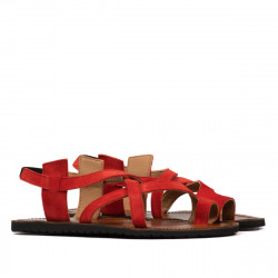 Sandali donna 5076 rosso corallo velluto
