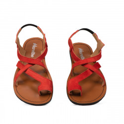 Sandali donna 5076 rosso corallo velluto