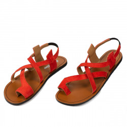 Sandali donna 5076 rosso corallo velluto