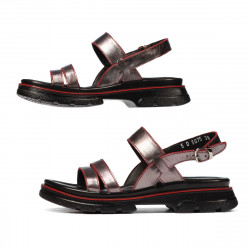Sandali donna 5075 grigio madreperla+rosso