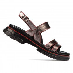 Sandali donna 5075 grigio madreperla+rosso