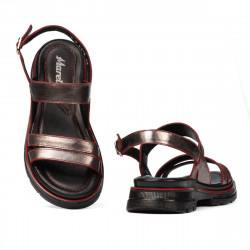 Sandali donna 5075 grigio madreperla+rosso