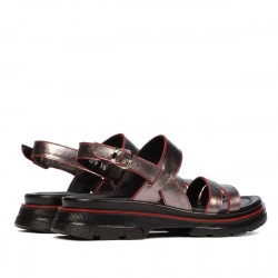 Sandali donna 5075 grigio madreperla+rosso