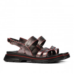 Sandali donna 5075 grigio madreperla+rosso