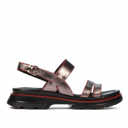 Sandali donna 5075 grigio madreperla+rosso