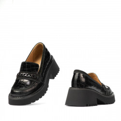 Scarpe casual donna 6041 coccodrillo nero combinato