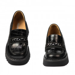 Scarpe casual donna 6041 coccodrillo nero combinato