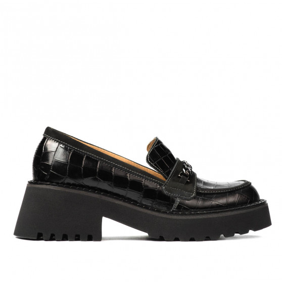 Scarpe casual donna 6041 coccodrillo nero combinato
