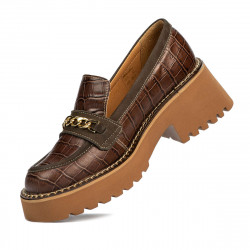 Scarpe casual donna 6041 coccodrillo marrone combinato