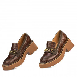 Scarpe casual donna 6041 coccodrillo marrone combinato