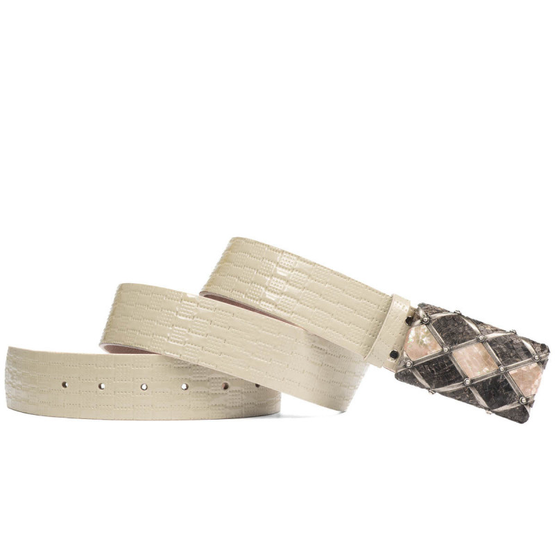 Cintura unisex 05ld vernice beige