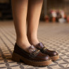 Scarpe casual donna 6041 coccodrillo marrone combinato lifestyle