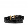 Cintura donna 13m croco nero lucido