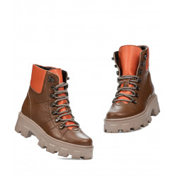 Scarponcini da donna 3373 marrone combinato