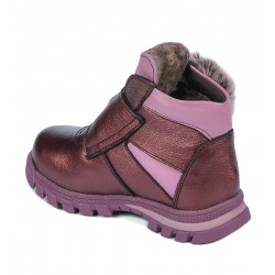 Stivaletti bambini piccoli 104c bordeaux madreperlato combinato