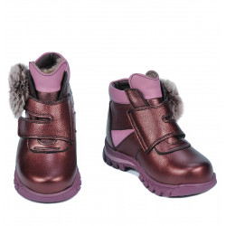 Stivaletti bambini piccoli 104c bordeaux madreperlato combinato