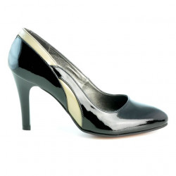 Scarpe eleganti donna 1218 vernice nero+beige
