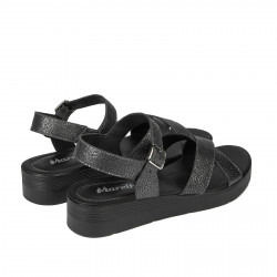 Sandali donna 5049-1 nero metallizzato