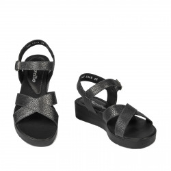 Sandali donna 5049-1 nero metallizzato