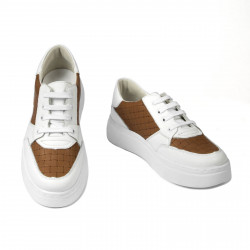 Scarpe sportive donna 6059 bianco+cammello