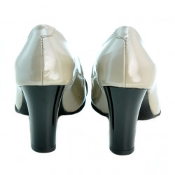 Scarpe eleganti donna 1213 vernice beige+nero