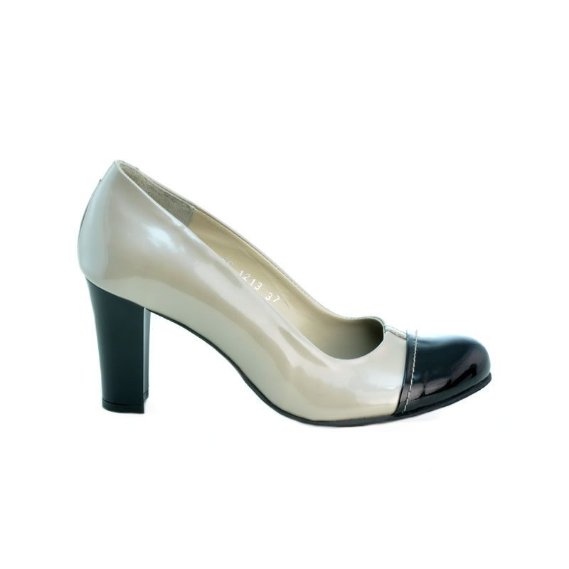 Scarpe eleganti donna 1213 vernice beige+nero