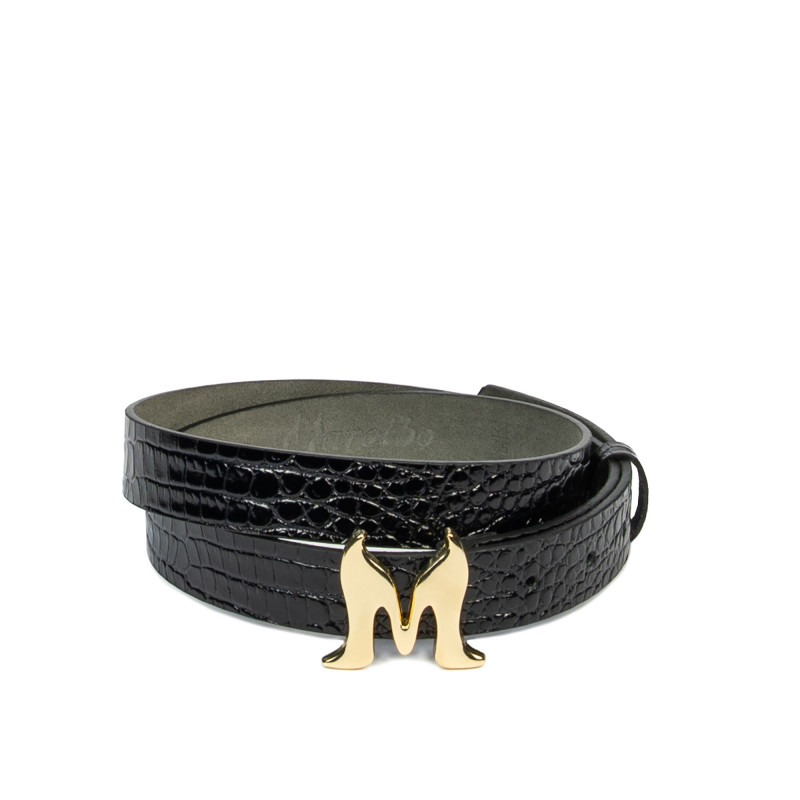 Cintura donna 41m croco vernice nero