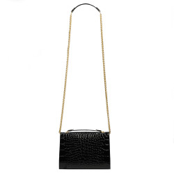 Borsa donna a spalla 009g croco vernice nero
