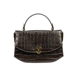Borsa donna a mano 023g croco dark brown