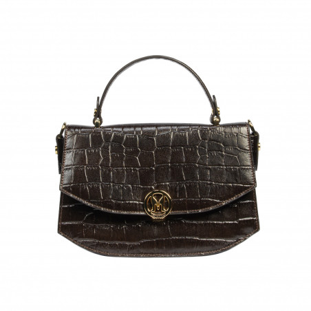 Borsa donna a mano 023g croco dark brown