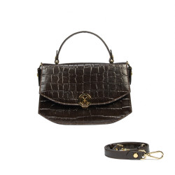 Borsa donna a mano 023g croco dark brown