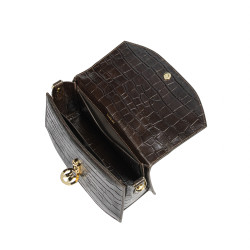 Borsa donna a mano 023g croco dark brown